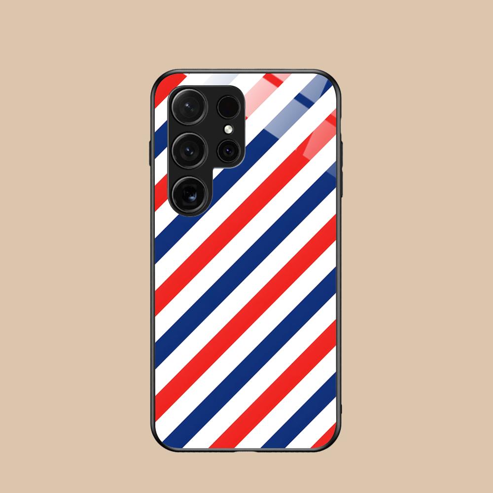 Red Blue Stripe Mobile Phone Case for Samsung Galaxy A56 55 54 53 52 51 36 35 34 23 16 15 5G Glass Colorful Cover Pretty Luxury