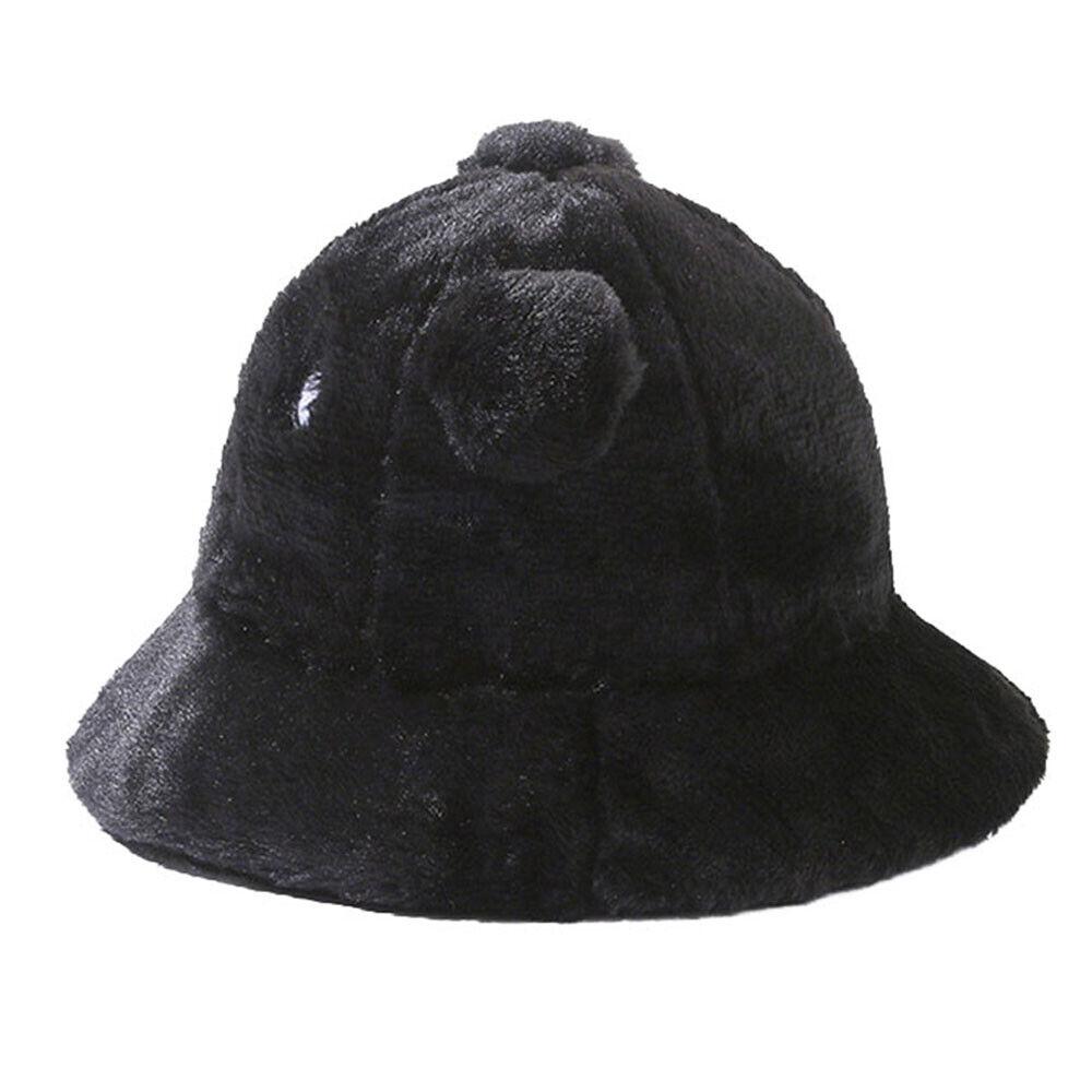 Frauen Fisherman Cap Cartoon Bär Panama Becken Kappe Plüsch Eimer Hut Winter Warm