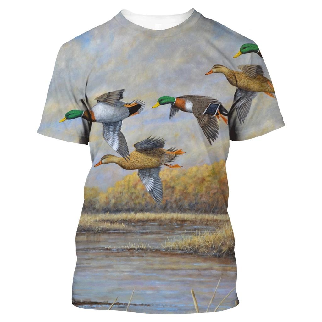 2025 Men's 3D Printed T-Shirt Summer New Fashion Hunting Wild Duck Couple Casual Short Sleeve T-Shirt Clothing