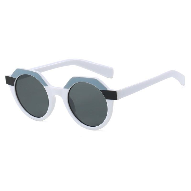 Vintage Gradient Decorative Women Sunglasses Uv400 Color-Blocking Spectacle Frames Frame Round Lens E Men Sun Glasses