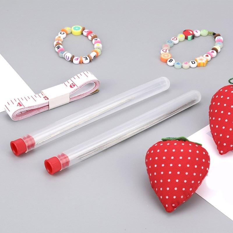 Long Straight Beading Needle and Big Eye Beading Needle Set with Needle Bottle, Thimble, Threader for Jewelry Making