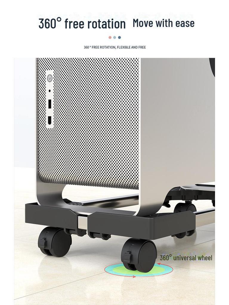 Universal Portable Computer Host Stand with Wheels, Moisture-Proof Elevated Design for Home or Office