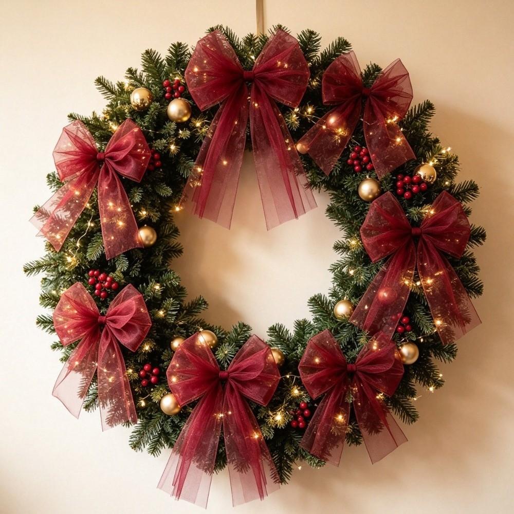 Lightweight Ribbon Bow Hanging Long Streamers Festive Bow Decoration  Christmas Tree Decoration