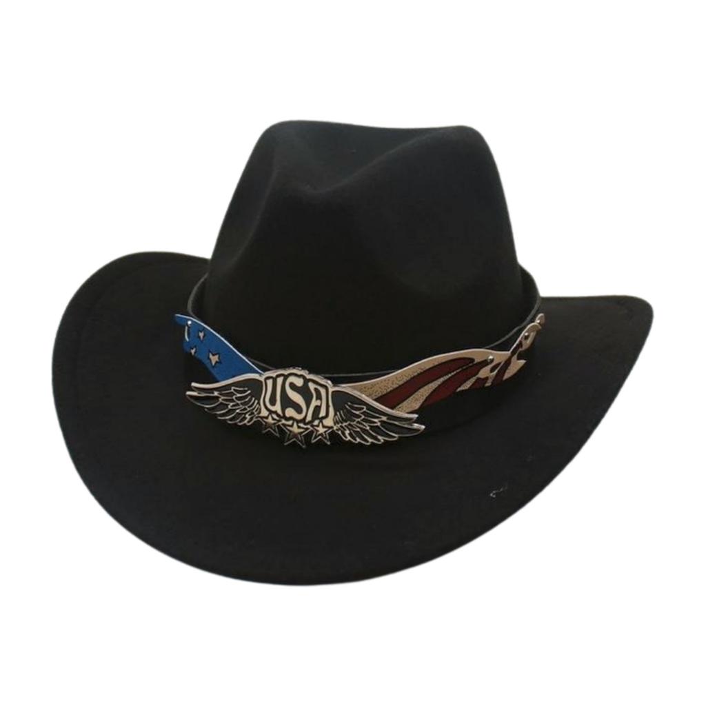 Tibetan Jazz Hat Woolen Shiny Belt Celebrity Style Retro Cowboy Hat Western Cowboy Hat