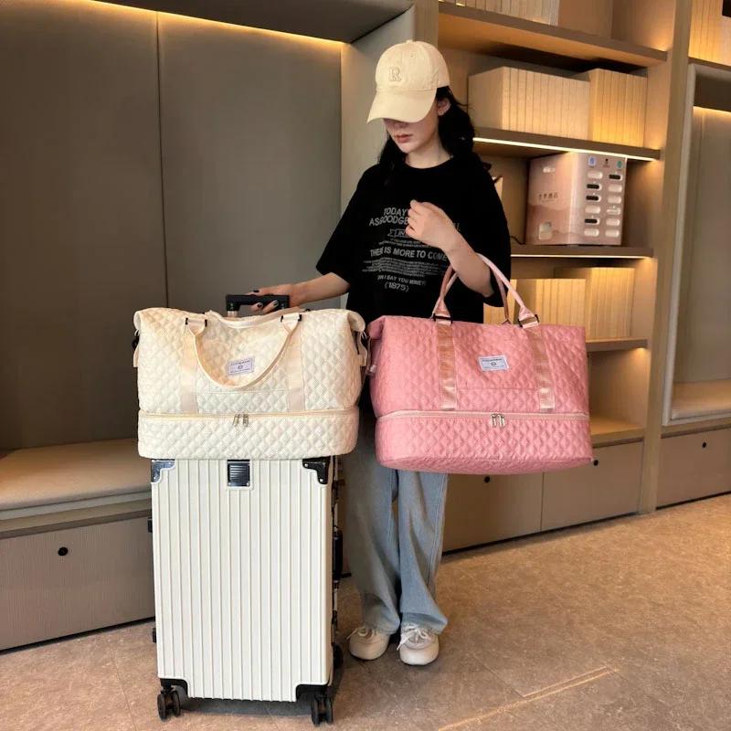 Monochromatic Sewing Line with Zipper High-Quality Bags Casual Travel Oxford Bags Large Capacity Fashion