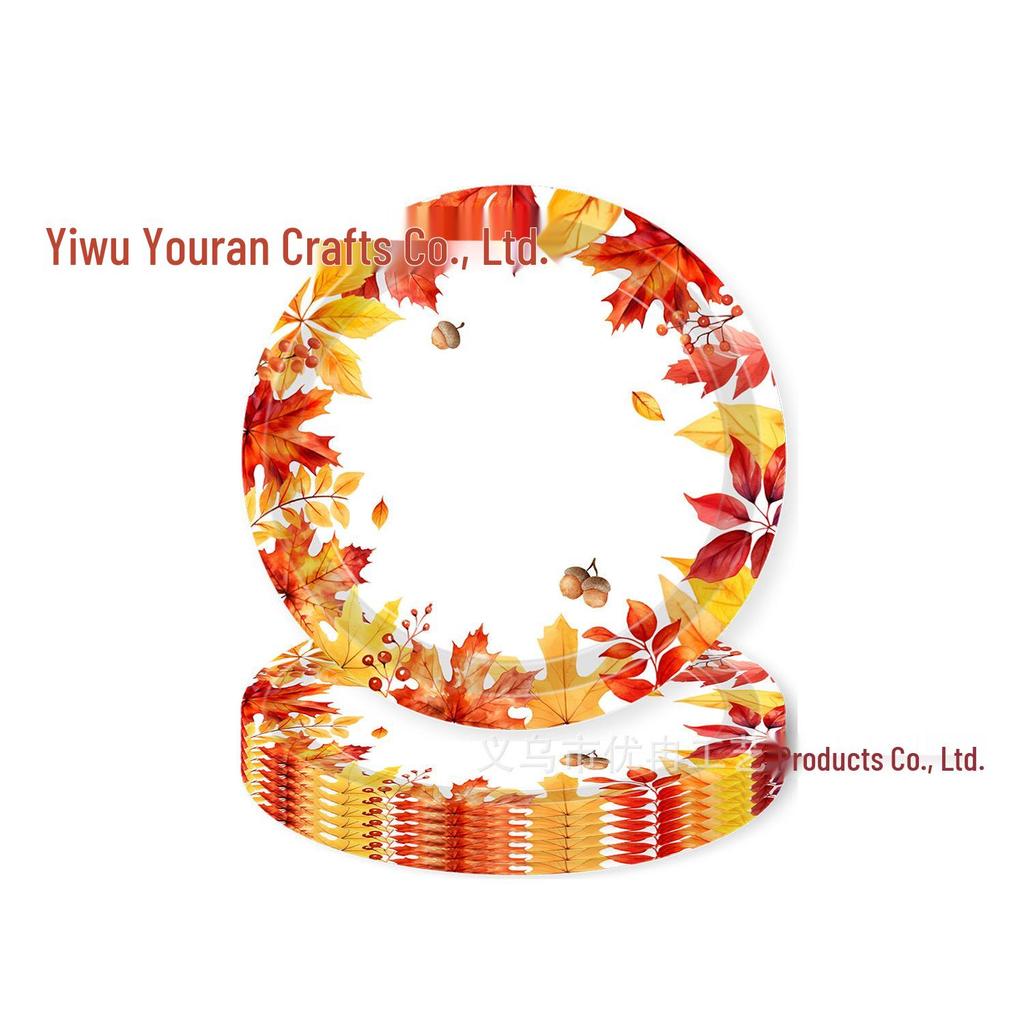 Maple Leaf Pumpkin Thanksgiving Disposable Party Set - Plates, Tablecloth, Napkins