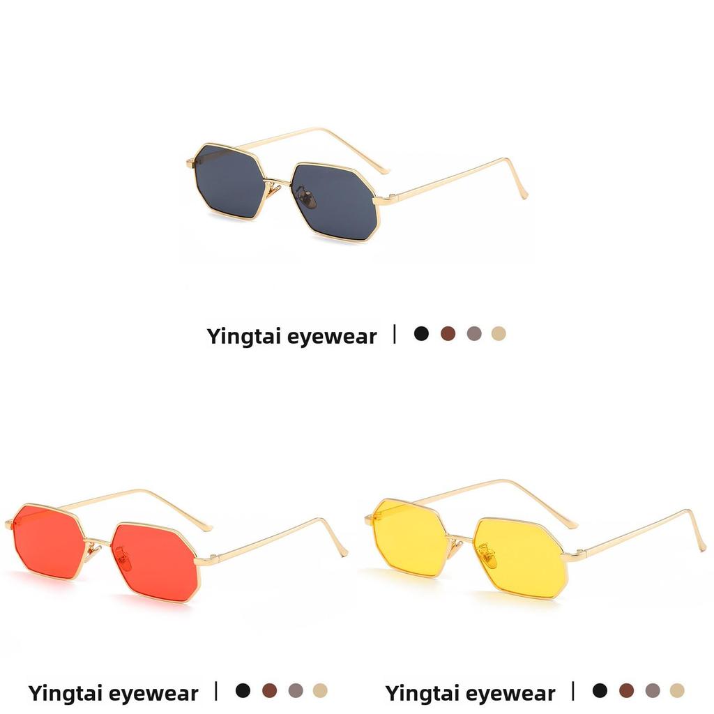 Geometric Metal Sunglasses With Colorful Ocean Lenses For Outdoor And Party Use