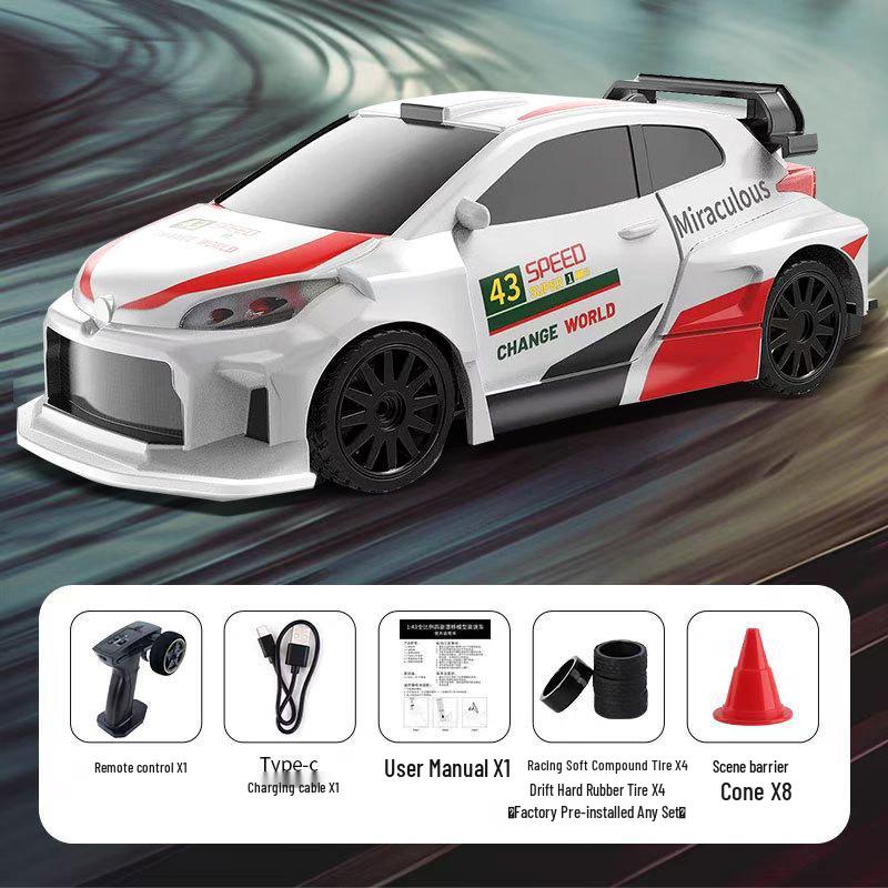 1:43 Scale Four-Wheel Drive Drift RC Car, Rechargeable Electric Mini Racing Toy for Kids
