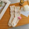 Women Socks Korean Japanese Style Cartoon Green Flower Harajuku Cute Kawaii Mid Tube Socks Breathable Casual Short  Cotton Socks