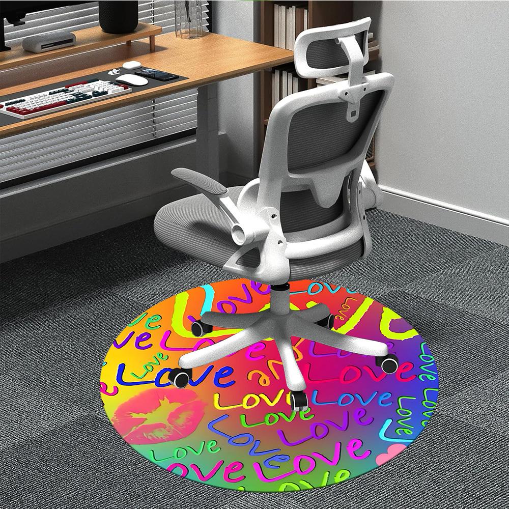 

1pc Love Print Chair Carpet for Office Machine Washable Rug for Office, Good Gift for Family or Friends yy251225244 80cm by 80cm