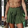 Summer Women's Shorts Cotton Linen Ruffle Fashion Wide Leg Shorts Draped Casual Pants