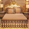 Thick Bed Skirt Three-Piece Winter Crystal Velvet Fleece-Lined Quilted Bedspread Quilt Cover Velvet Bed Skirt