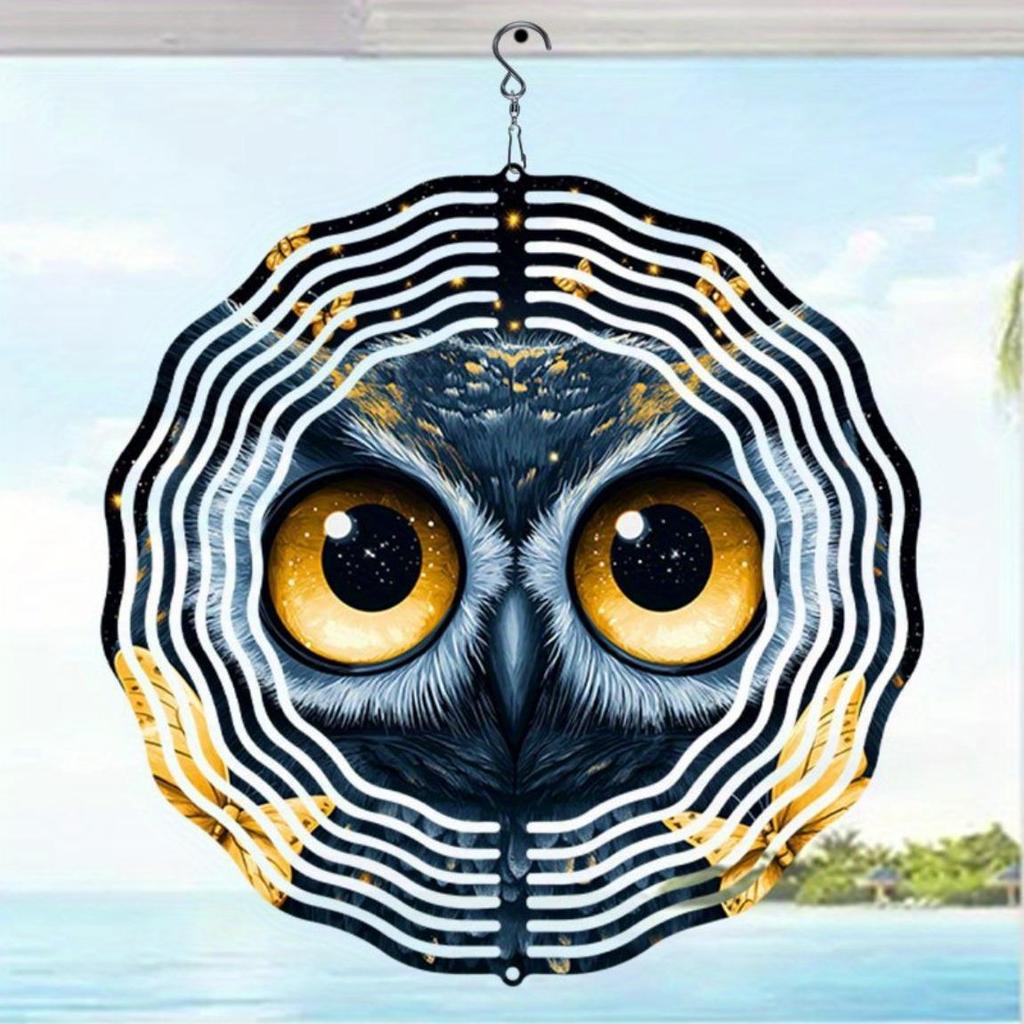 Metall Eule Windspiel mit goldenem Zweigdesign und beruhigenden Klängen für die Außendekoration von Garten, Terrasse, Hof. Keine Batterien erforderlich