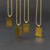 English Letter Square Pendant Stainless Steel Necklace - Vacuum Color Retention YS21