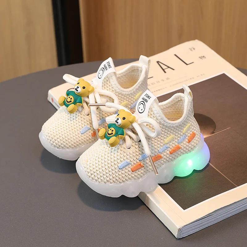 Fashion Children's Luminous Sneakers LED Flashing Shoes for Girls Baby Casual Shoes Spring Autumn Toddler Sports Shoes