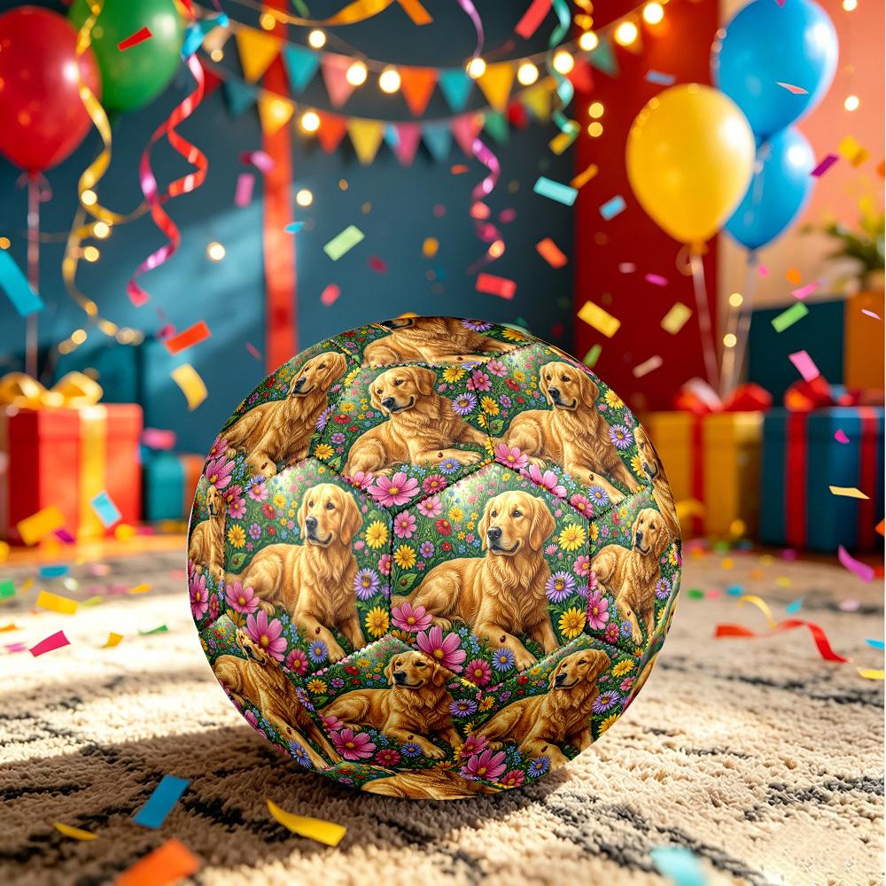 1pc Golden Retriever Garden Theme Soccer Ball Football, Size 5, Lightweight PVC, Outdoor Training Soccer Ball,Sports Gift t61416