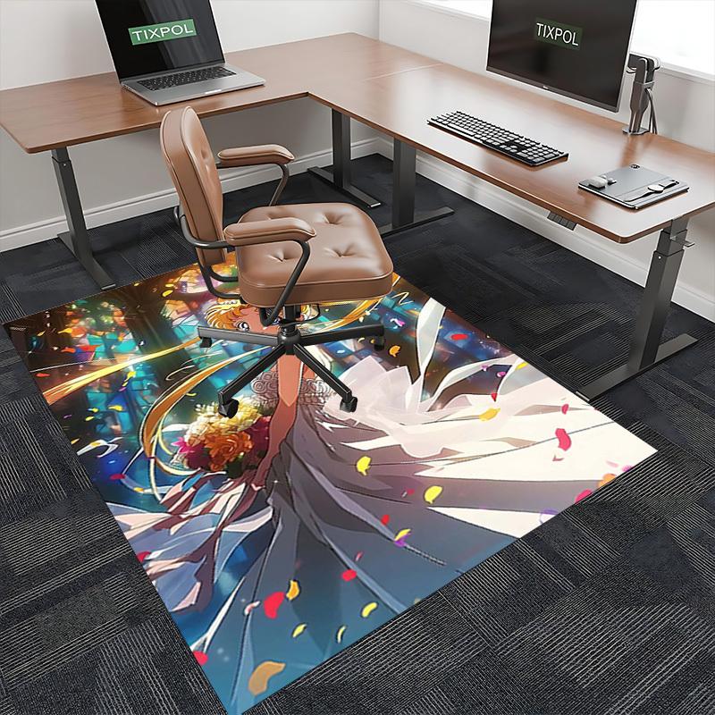 1pc Sailor Moon Anime Cartoon Design Chair Mat - Non-Slip Carpet for Office, Home Decor, Living Room, Bedroom, Game Room - Perfect Gift for Fans.O054