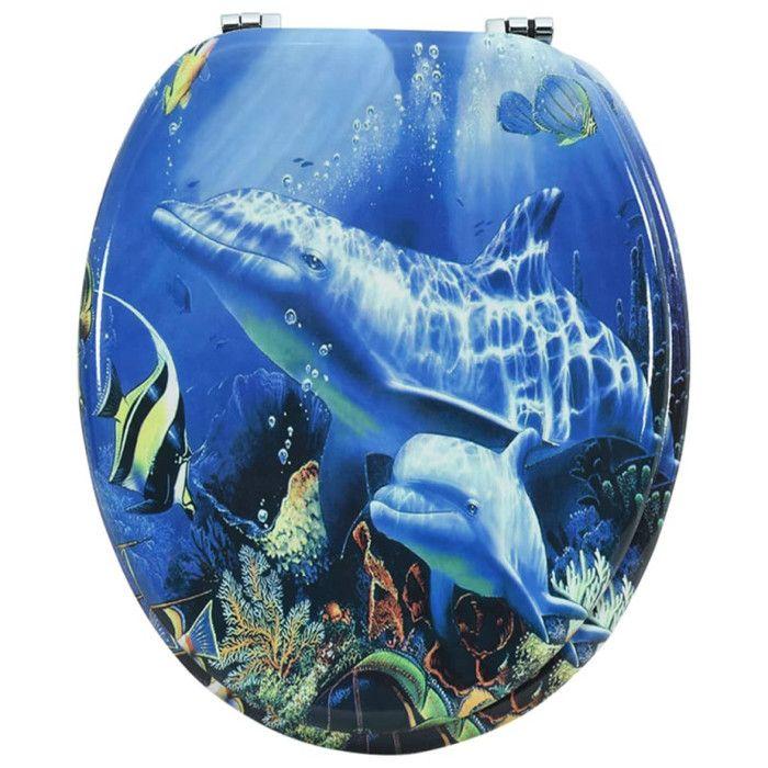 VidaXL Siège de toilette avec Couvercle MDF Dauphins