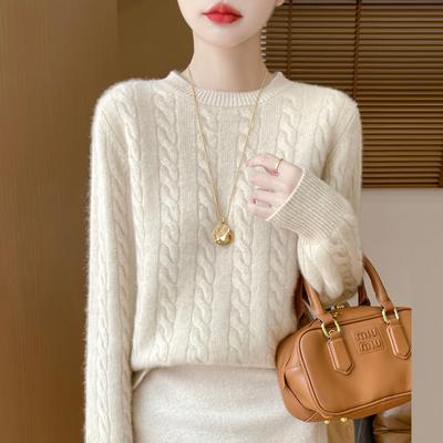 Damen Kaschmirpullover Qinghe Kaschmir 30% Kaschmir 70% Wolle Herbst und Winter Pullover Warm und Modisch