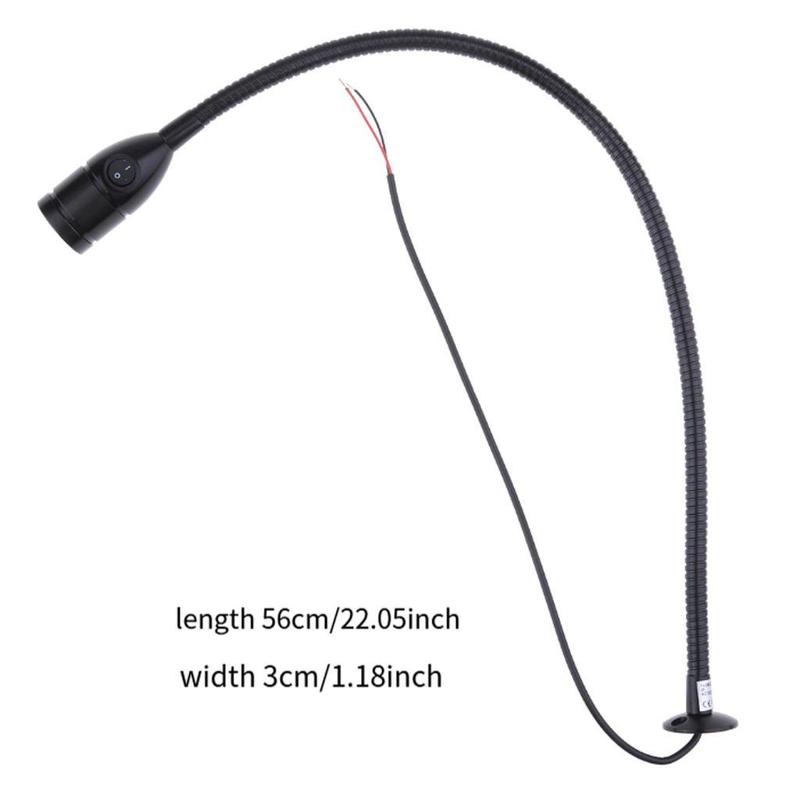 Boat Lighting LED 12V Reading Light Black Metal Flexible Wall Lamp for RV Bedroom Interior