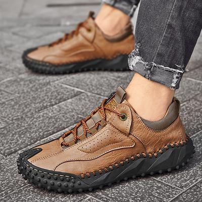 Men Leather Casual Shoes Outdoor High Quality Brown Men's Sneakers Soft Homme Classic Non-slip Lace-up Men Flats Moccasin Shoes