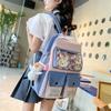 New student four-piece Korean version of cute campus sweet girl backpack large capacity rabbit print leisure bag