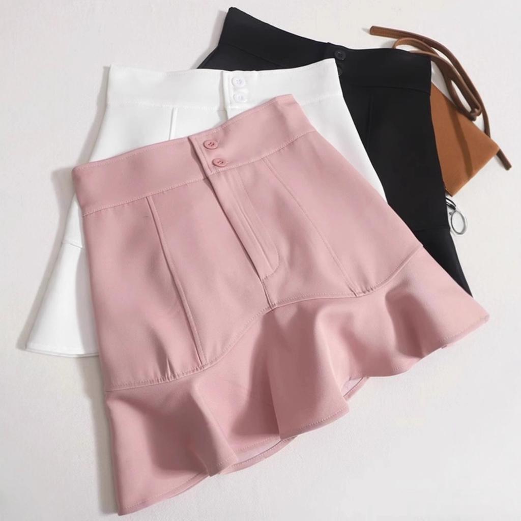 High Waist Ruffled Mermaid Mini Skirt, Irregular Hem A-Line Skirt, Slim Hip Covering Bodycon Short Skirt, Fashion Versatile Skirt