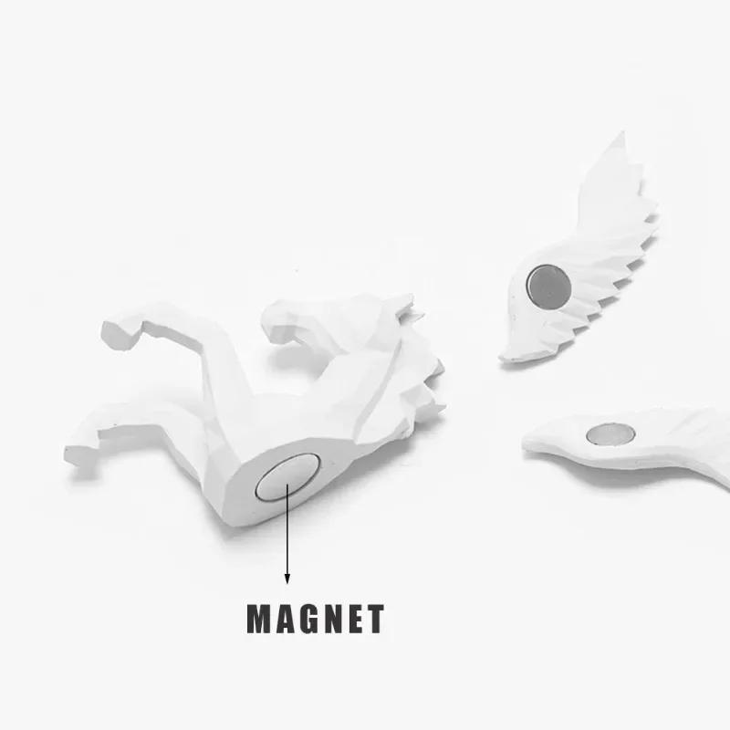 Nordic Pegasus Fridge Magnet Sticker Aesthetic 3D Flying Horse Refrigerator Sticker Decoration Pegasus Magnet Kitchen Ornament