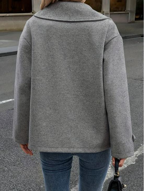 2025 Vielseitiger Wollmantel für Damen, Europäisch-Amerikanischer Stil: Damen Herbst/Winter Lockerer Kurzer Anzug Übermantel