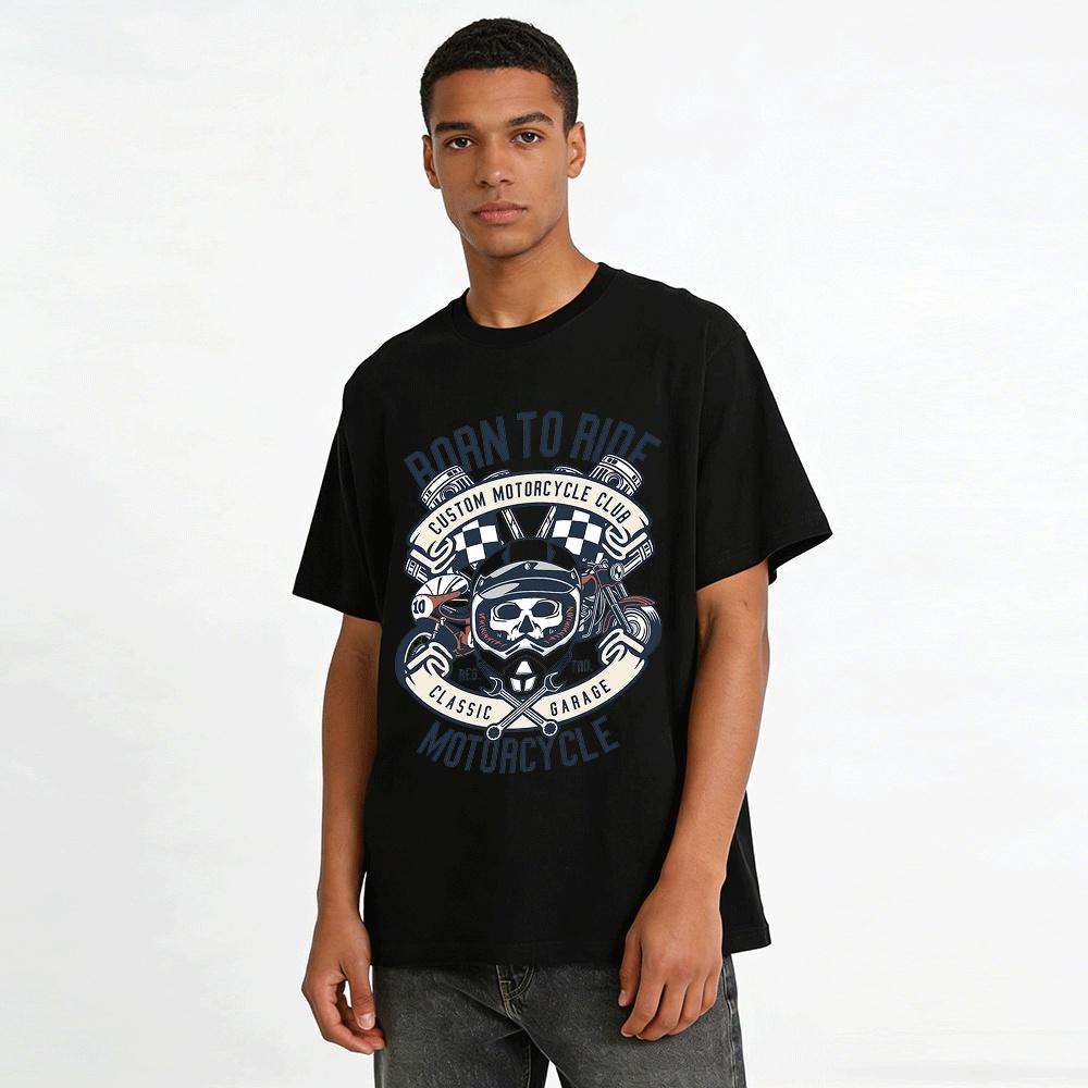 Born To Ride Motorcycle Club Graphic Biker Casual Tee Shirt Pure cotton T-shirt