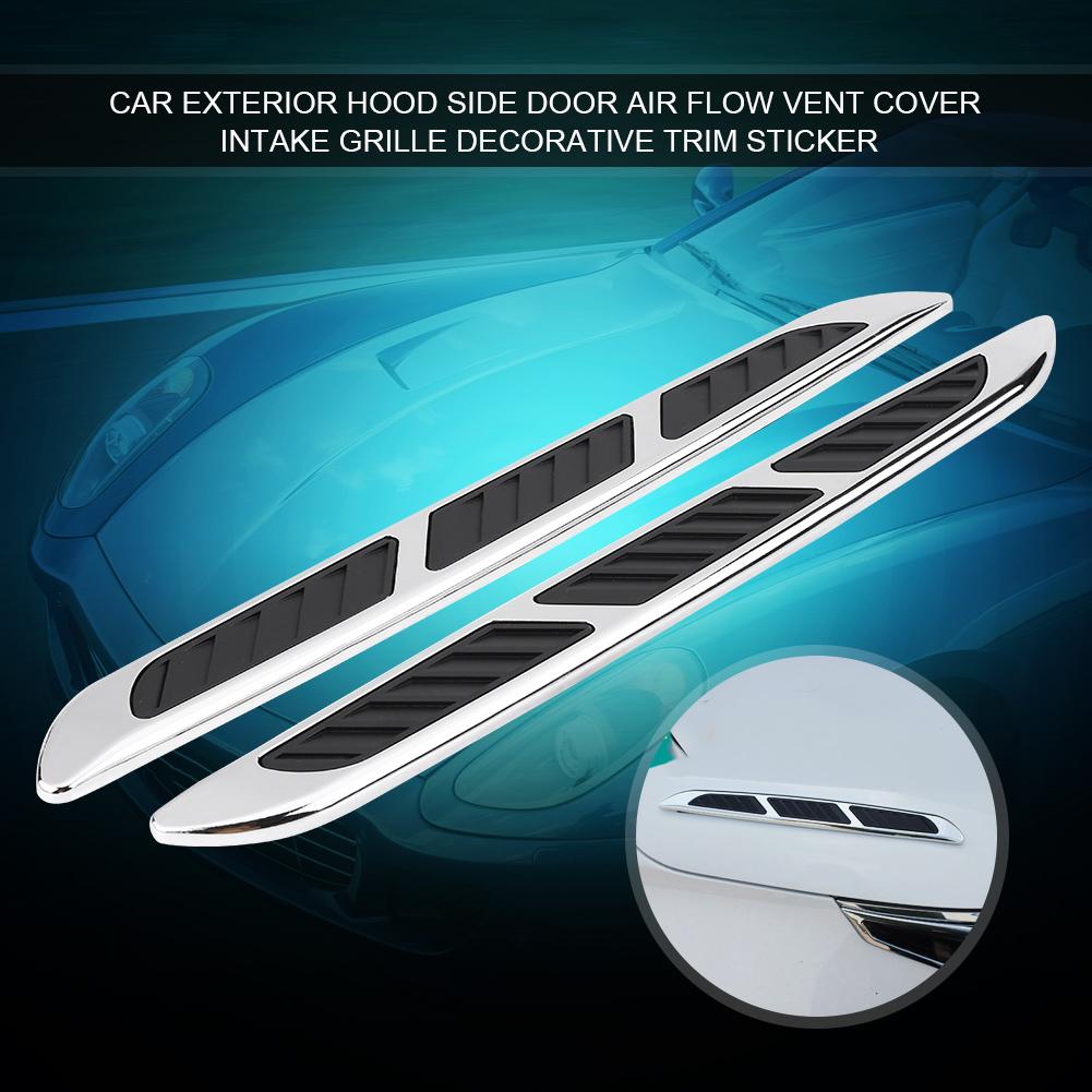 

2pcs Car Exterior Hood Side Door Air Flow Vent Cover Intake Grille Decorative Trim Sticker чорний