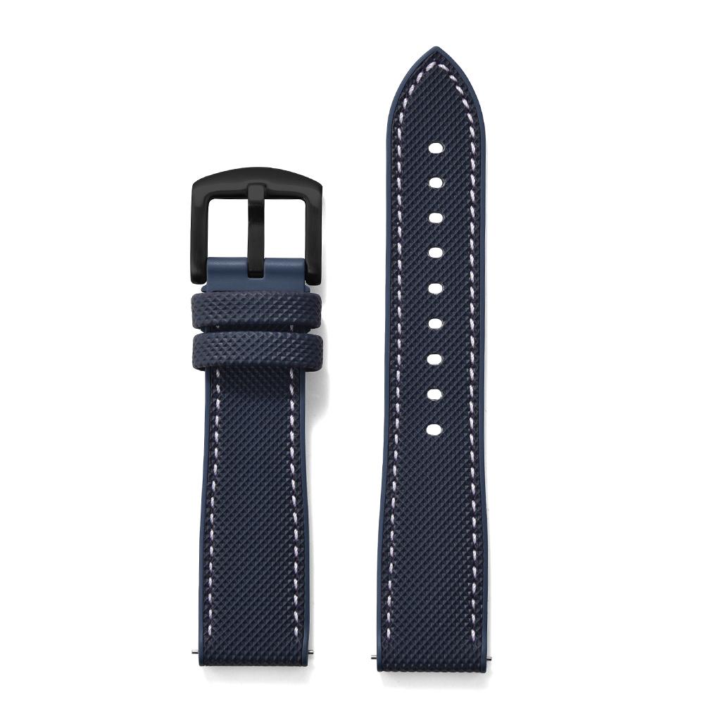 STAPELP Hybrid FKM Sailcloth Nylon Watch Strap 18mm 20mm 22mm 24mm Fluoro Rubber Leather Watchband For Each Brand Diving Watches