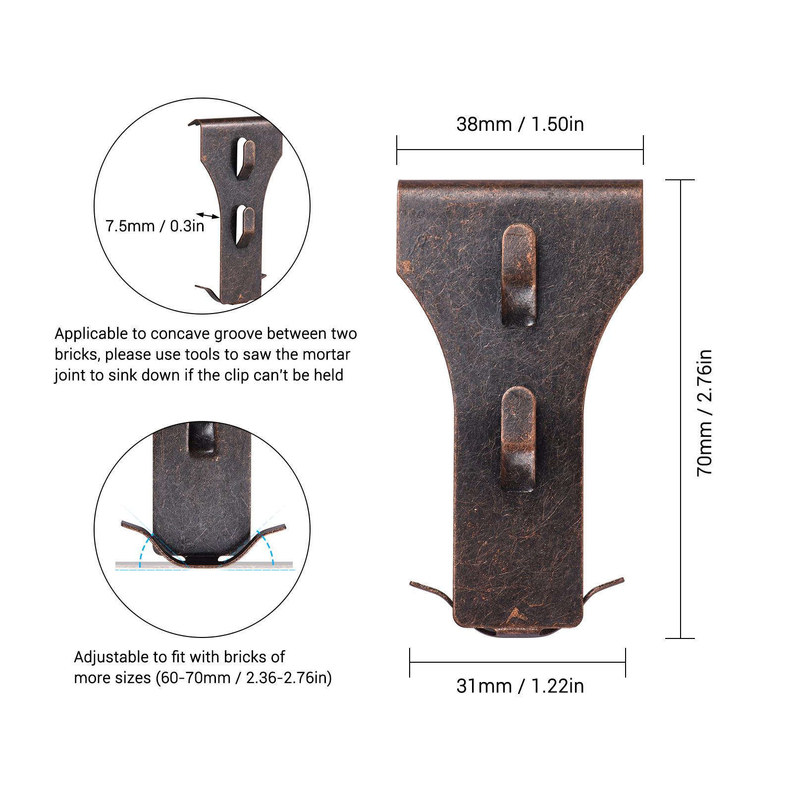 

4 PCS Brick Hook Clip Outdoor Hanging Hooks for 60 70mm Brick in Height No Drilling Sliding Brick Hanger Clips for 10 PCS