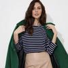 Dámský letní nový pruhovaný jednoduchý ležérní uvolněný zeštíhlující top s dlouhým rukávem