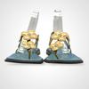 Used LOUIS VUITTON Strap Sandals Flower Leather Blue
