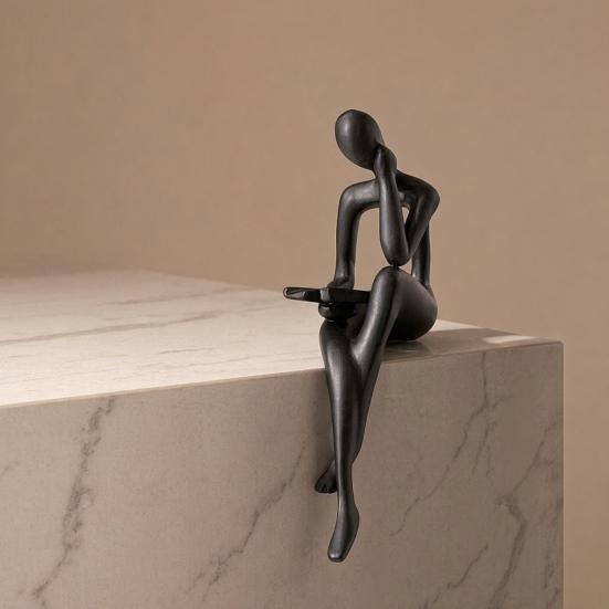 Abstrakcyjna Statua Myśliciela Drukowana 3D Figurka Czytającego Myśliciela Nowoczesna Rzeźba na Półkę