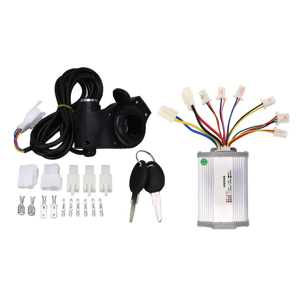 48V 800W Bike Brush Controller Set with Keys Thumb Throttle Electric Bicycle Conversion Kit for