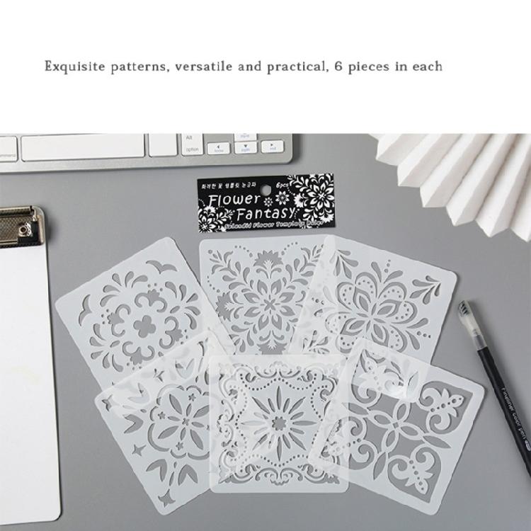 6 Pcs Flowers Stencils Drawing Stencils Leaf Templates For Creative Scrapbook Pages And DIY Home Projects