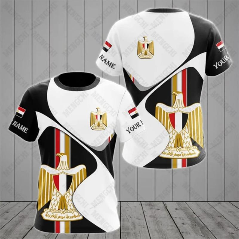 Egypt Flag & Coat of Arms Grafika Tričko Letní Ležérní Pulovr Pánská móda Trička s výstřihem do O Chlapci Oversized Topy s krátkým rukávem