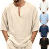 Men's Linen V Neck Half Sleeve Loose Fit Casual Shirt Lightweight Breathable Fabric Summer Top