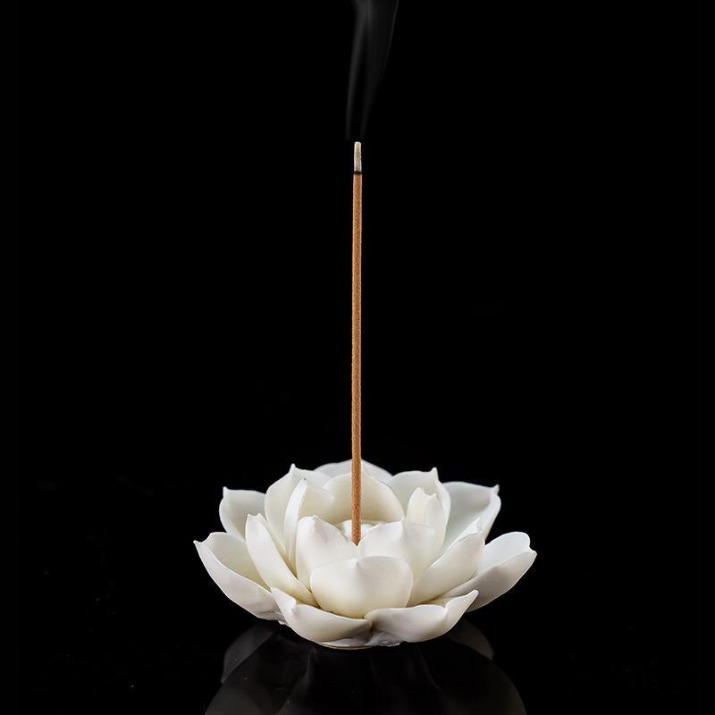 Ceramic White Lotus Incense Burner Home Decor Stick Holder Buddhist Aromatherapy Censer Use In Office Teahouse