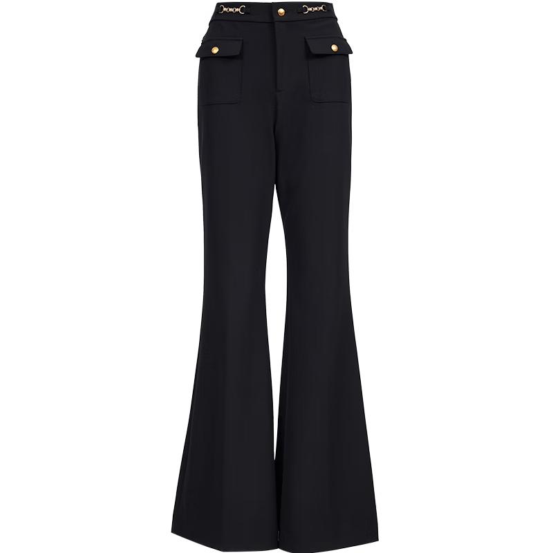 VEROMODA 2025 Autumn/Winter High-Waist Metal-Trim Micro-Flare Pants