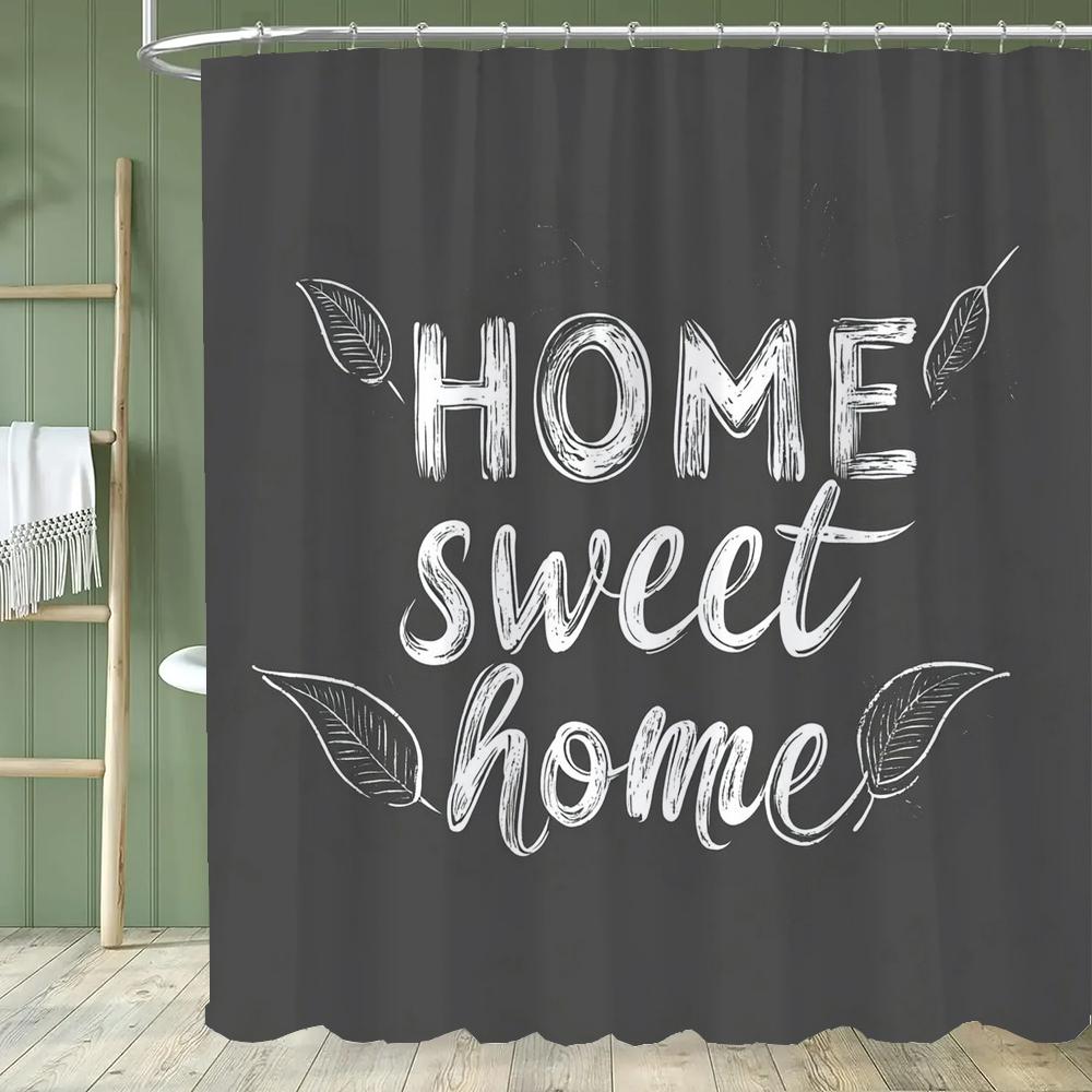 Simple Design Shower Curtain With Hooks Set For Bathroom Decor,Printed Polyester Fabric Home Decorative Curtain