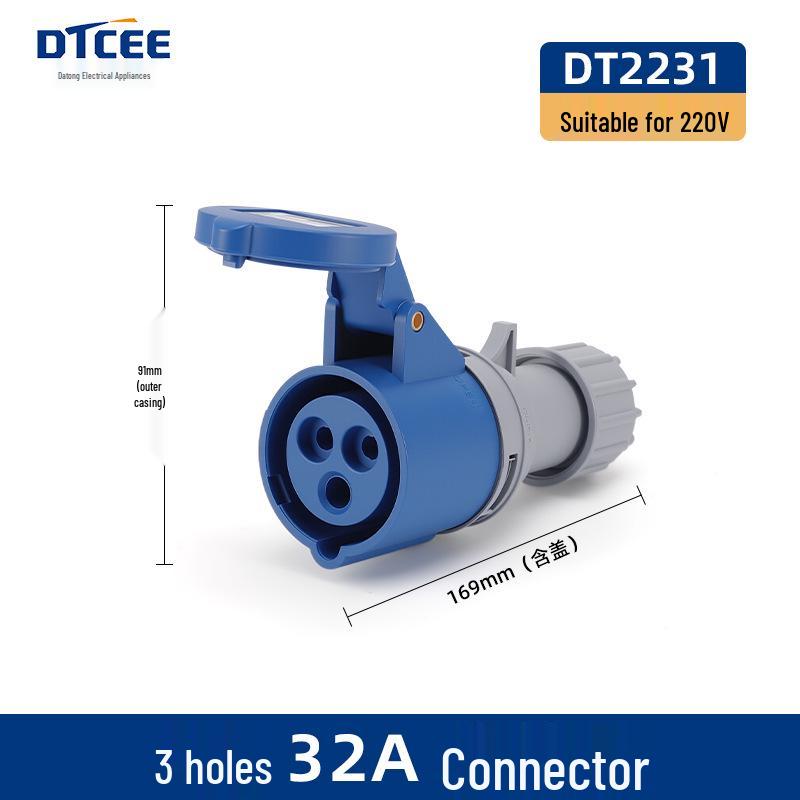 Waterproof 3-Phase 4-Pin 16A/32A IP44 Aviation Socket & Plug