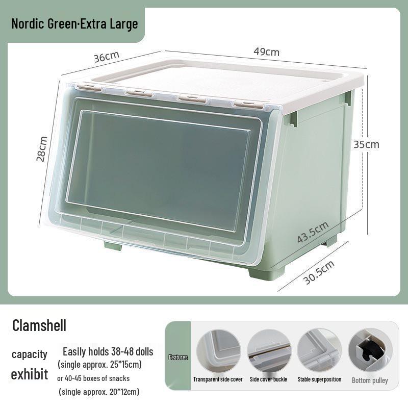 Side-Opening Extra-Large Stackable Plastic Storage Box for Living Room Toys