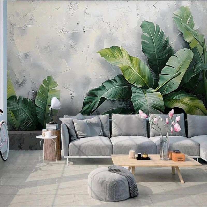 Severská Moderní Nástěnná Malba Jednoduché Umění Listy Freska Obývací Pokoj TV Pohovka Ložnice Pozadí Tapeta Domácí Dekor