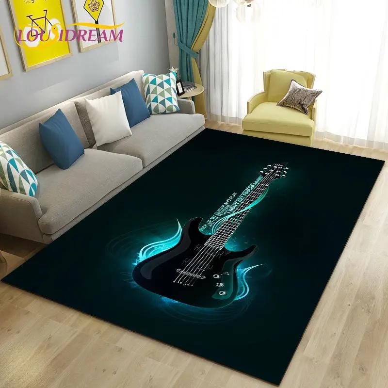 Classical Guitar Electric Guitar Area Rug Large,Carpet Rug for Living Room Bedroom Sofa Doormat Decoration, Non-slip Floor Mat