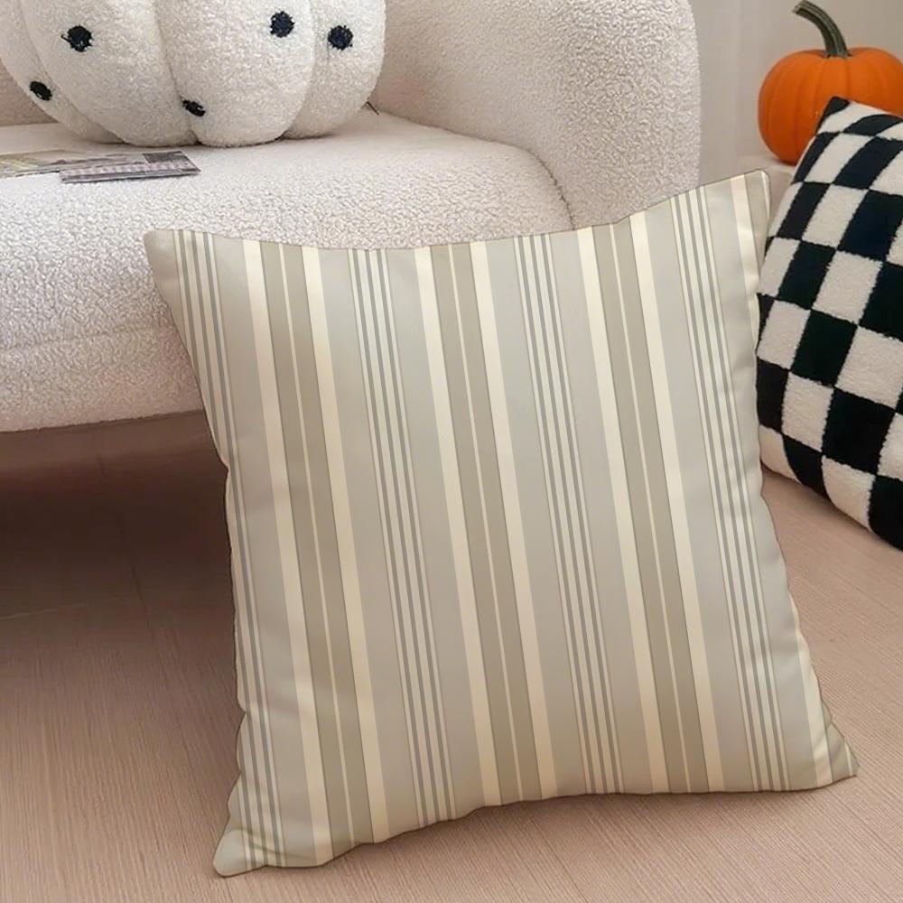 Retro Striped Pattern Cushion Cover Linen Pillow Case Soft Breathable Protective Couch Room Decoration