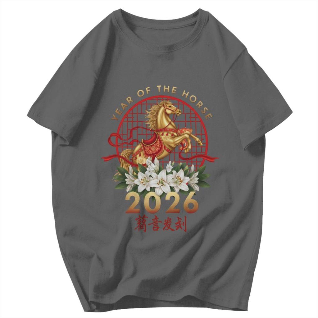 Men T Shirt 2026 Fire Horse Chinese New Year Horse Awesome Pops Y2K Graphic Crewneck Unisex Tops T Shirts