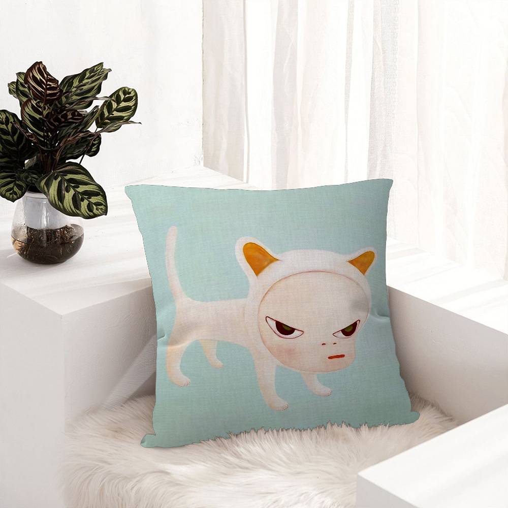 Creative Yoshitomo Nara Decorative Room Aesthetics Pillow Case Home Decor Bedroom Sofa Bed Couch Pillow Cover 45x45